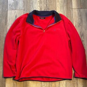 Nautica Red and Navy Quarter-Zip Fleece